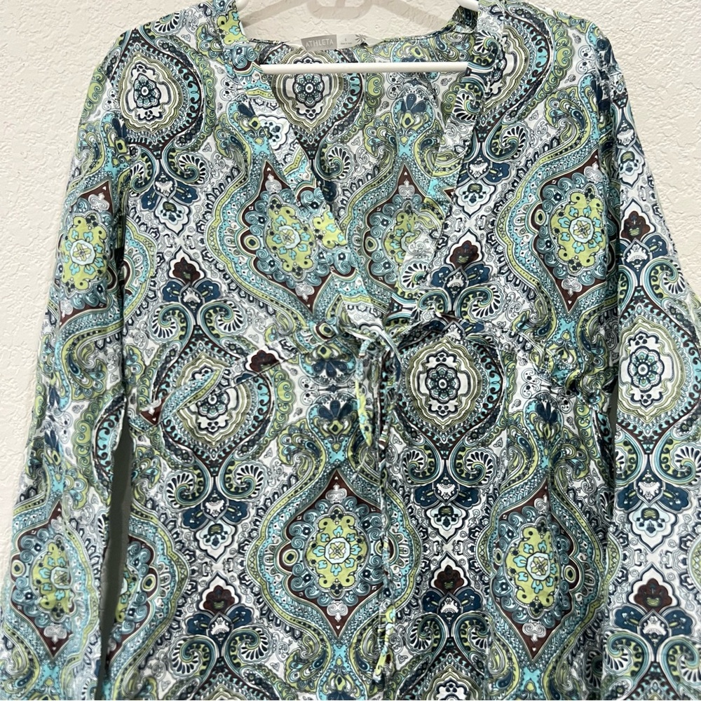 Athleta Surfside Kurta Paisley Coverup Tunic Silk Size Small - Picture 4 of 10